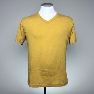 Banana Republic Premium Wash V-Neck Tee M Mustard Yellow Cotton Blend